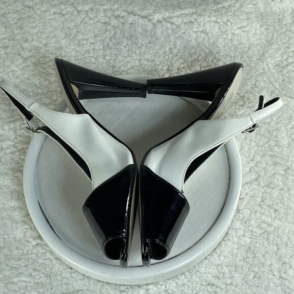 Pierre Dumas High Heels Womens 7.5 M Black White 3.5 Inch Block Heel Adjustable - Picture 8 of 10